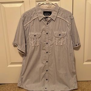 Mens buckle black short sleeve button down